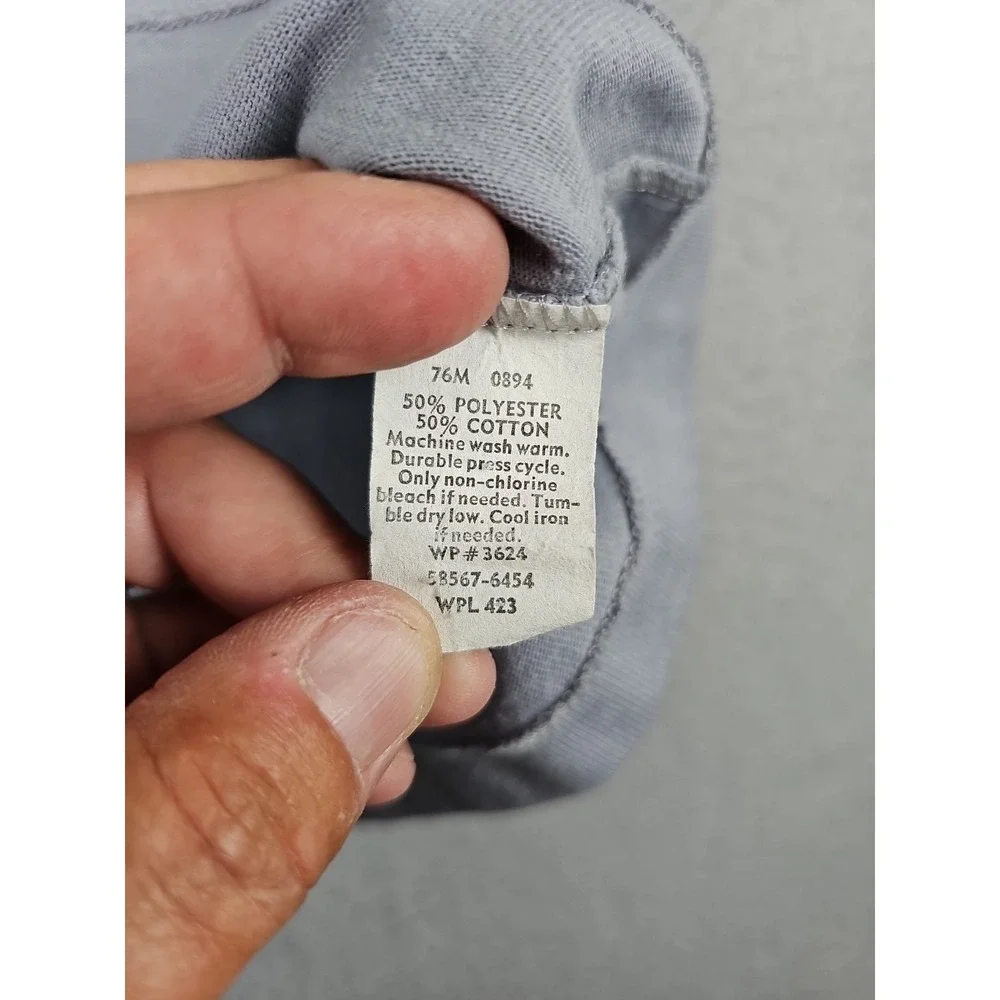 Vintage Levi's Polo Shirt Gray Striped Snaps Men's Large Made In USA